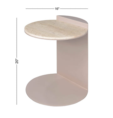 Evelyn 16" Contemporary Natural Marble/Metal Handmade C-Shaped End Table - JONATHAN Y